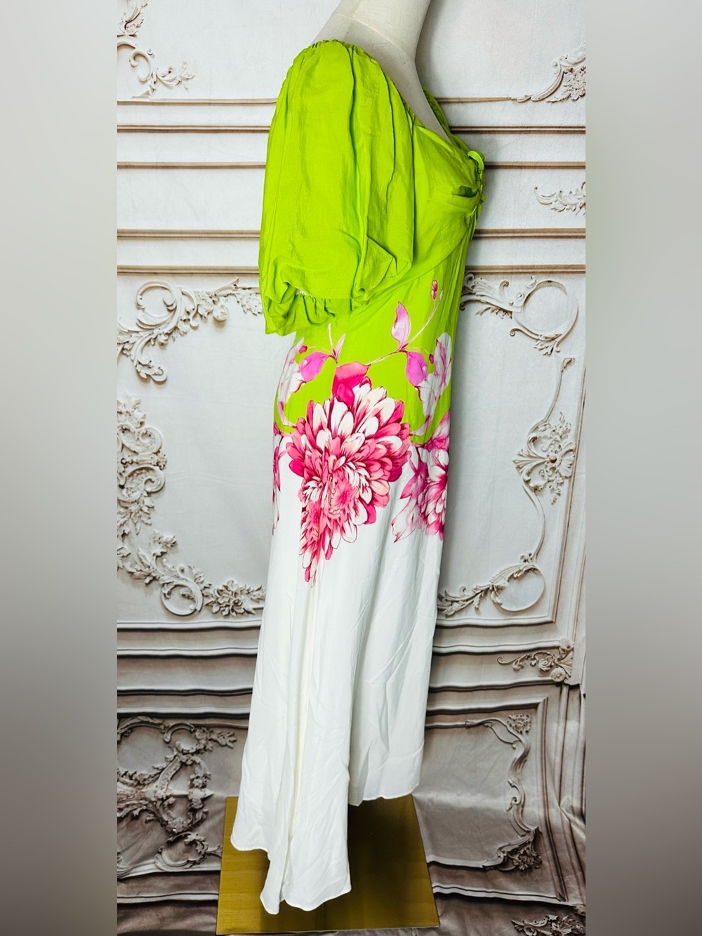 Alex Marie Lime Green Maxi Dress with Pink Straps - Picture 13 of 15